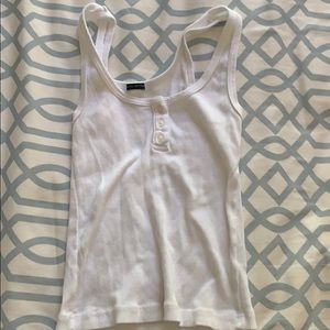 brandy melville white three button tank top